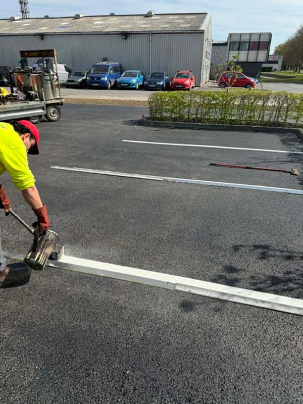 Professional line marking on tarmac surface